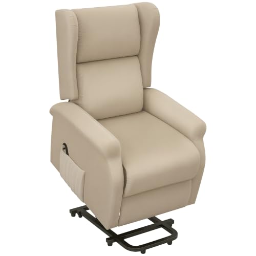 HOMCOM Power Lift Recliner Armchair for Elderly Fabric Beige