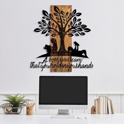 Elegant Decorative Wooden Wall Accessory, 54 x 57 cm, 100% Real Wood (3 cm) & Metal (1.5 mm), Unique Walnut & Black Finish, Perfect for Home Decor