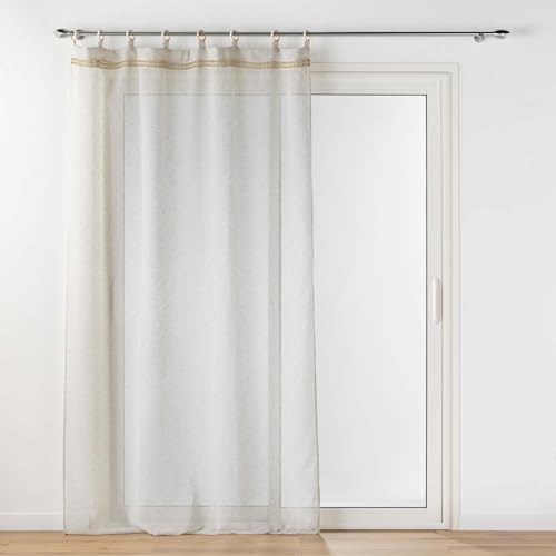 Douceur d'Intérieur, Mileo Linen Net Curtains with Eyelets (140 x 240 cm) Woven Voile