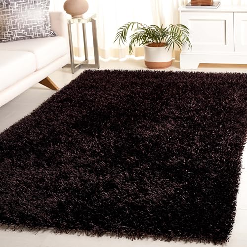 Safavieh Shaggy Indoor Woven Runner Area Rug, New Orleans Shag Collection, SG531, in Chocolate / Chocolate, 91 X 152 cm for Living Room, Bedroom or Any Indoor Space