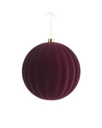 Burgundy Ribbed Velvet Christmas Bauble 20 cm, Extra Large Tree Ornament