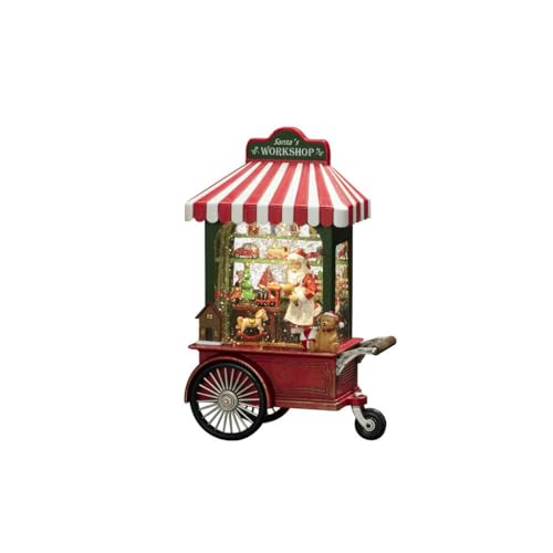 Konstsmide LED Snow Globe Lantern Christmas Santa Claus in his Workshop/Indoor, 5 Hour Timer/Battery Operated,Red, 3xAA 1.5V