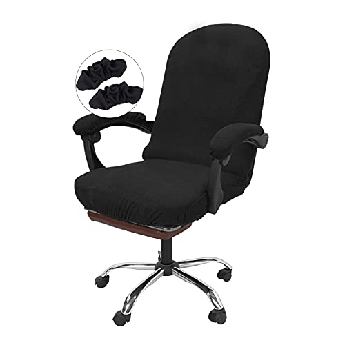 NeColorLife Office Chair Cover with Armrest Covers Stretchable Desk Chair Cover with Zipper Thick High Back Office Seat Cover for Extra Large Executive (Big Tall Man) Chairs(X-Large Size,Black)