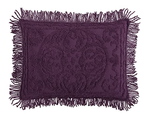 Beatrice Home Fashions Chenille Bedspread, Eggplant, Standard Sham