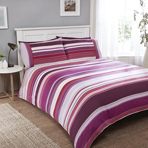Rapport Stratos 100% Brushed Duvet Set, Superking, Cotton, Mulberry, Super-King,260 x 220 x 1 cm