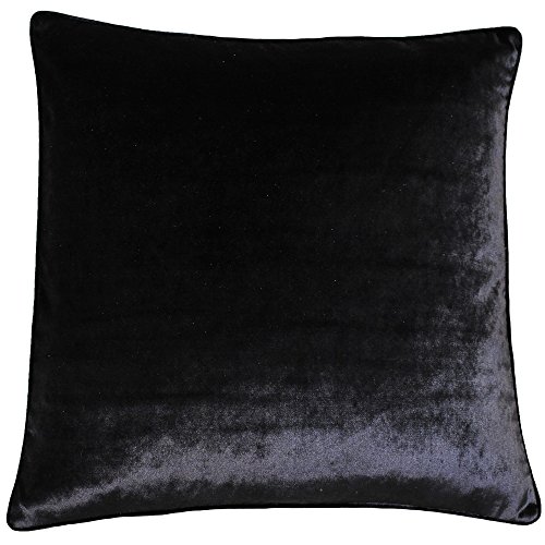 "Riva Paoletti Luxe Velvet Cushion Cover - Black - Soft Velvet Feel Fabric - Reversible - Hidden Zip Closure - Machine Washable - 100% Polyester - 55 x 55cm (22"" x 22"" inches)"