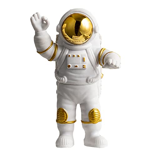 WINUSD Astronaut Figurine, Gold Astronaut Statue Decor, Resin Spaceman Figure Sculpture for Ornament Space-Themed Bedroom Decor and Craft Gift (6in-H/Only One Large Beckon)