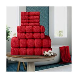 FAIRWAYUK 8-Piece Towels Bale Set for Bathroom, Ultra Soft Premium Quality Water Absorbent Towel Gift Sets, 100% Egyptian Cotton, 4x Face 2x Hand 2x Bath Towels, Red
