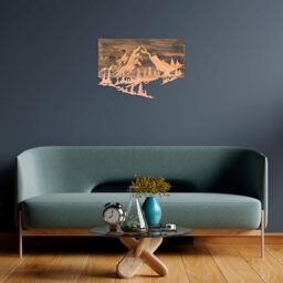 Elegant Decorative Wooden Wall Accessory, 38 x 58 cm, 50% Real Wood (3 cm) & Metal (1.5 mm), Unique Walnut & Copper Finish, Perfect for Home Décor
