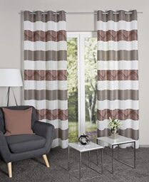 Home WOHNIDEEN SUSA Opaque Eyelet Curtain with 8 Metal Eyelets Horizontal Stripes 245 x 140 cm Pack of 1