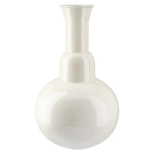 GILDE Filu Metal Vase - Shiny Cream - Height 36 cm x Width 23 cm - Decorative Vase