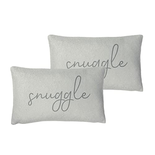 furn. Shearling Feather Filled Cushions Twin Pack, Grey, 30 x 50cm