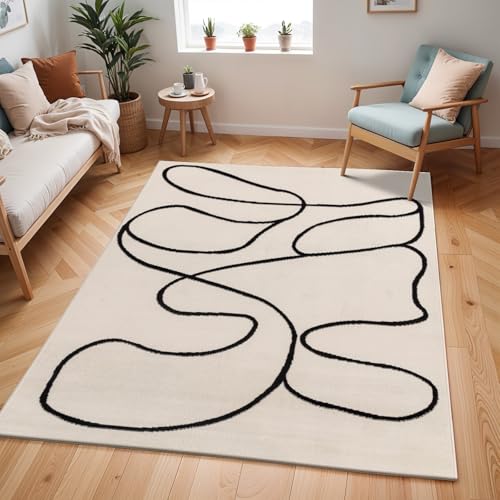 Surya Livabliss Lylou Spokane Abstract Runner Rug - 80x150 cm, Hallway, Living Room, Dining Room Area - Modern Marble Large Rug, Soft Luxurious Easy Care Medium Pile, Neutral Ivory and Black