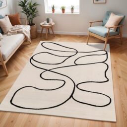 Surya Livabliss Lylou Spokane Abstract Runner Rug - 80x150 cm, Hallway, Living Room, Dining Room Area - Modern Marble Large Rug, Soft Luxurious Easy Care Medium Pile, Neutral Ivory and Black
