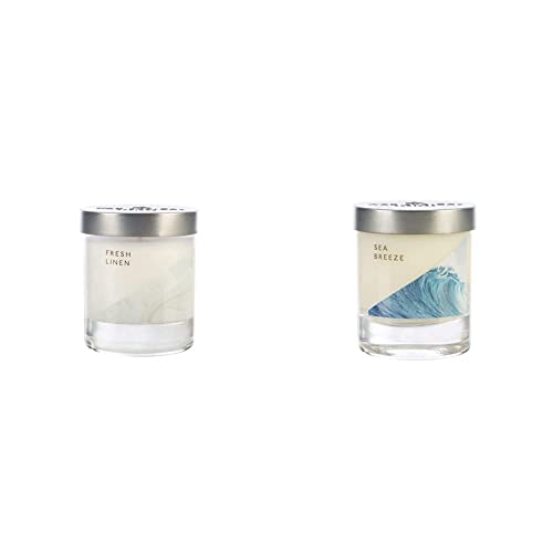 WAX LYRICAL Small Wax Fill Candle Fresh Linen. Burn Time Approx 35 Hours Jar & Small Wax Fill Candle Sea Breeze, Burn Time Approx 35 Hours, Jar