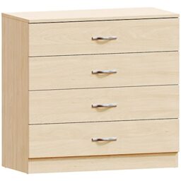 Vida Designs Riano 4 Drawer Chest of Drawers, Metal Handles and Runners, Anti-Bowing Drawer Support, Bedroom, Nursery Furniture, Pine