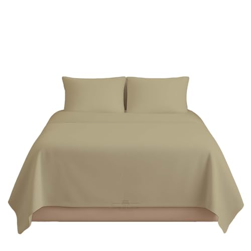 Sleeper Sofa Bed Sheet, 100% Cotton 400 TC (Full, Beige) - 4 Piece Set, Deep Pocket Fitted Sheet, Soft Wrinkle Free & Breathable, Luxury Hotel Quality, Fits Up to 6 Inch Mattress