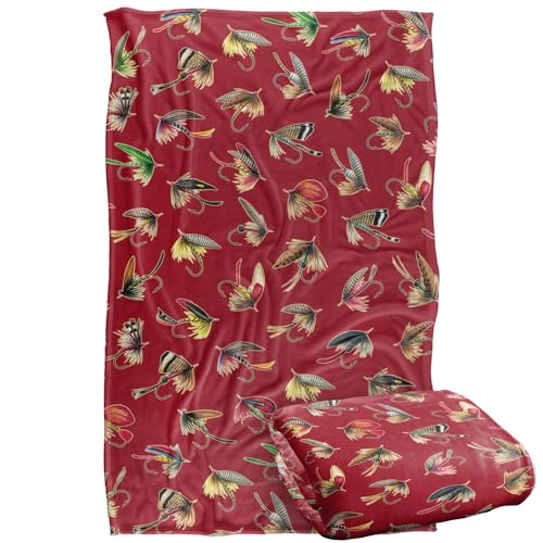 Jq Licensing Fly Fishing Lures Pattern Silky Touch Super Soft Throw Blanket 91 x 147 Cm