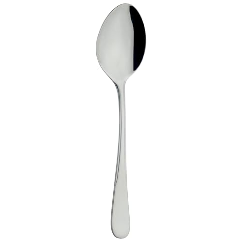 Grunwerg Venus Dessert Spoons, 18/0 Stainless Steel, Mirror Finish, Fiddle Pattern ??? Stylish Everyday Cutlery (Pack of 12)