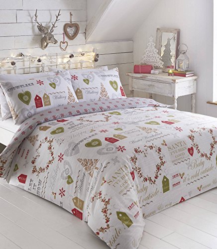 Simply Christmas Duvet Cover and Pillowcase Set, Natural Beige, Single