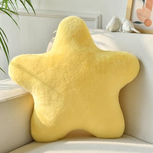 Xiashrk Star Pillows, Decorative Star Shaped Throw Pillow for Couch Bed Sofa, Star Plush Floor Cushion Room Decor Pillow with Soft Faux Rabbit Fur for Bedroom Living Room