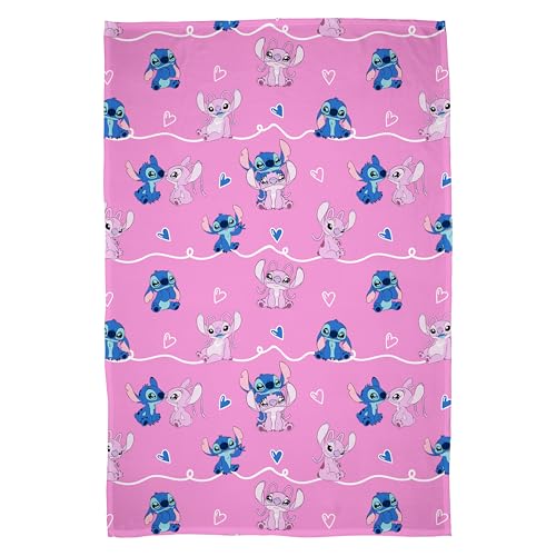 Disney Lilo and Stitch Officially Licensed Fleece Blanket, Super Soft Warm Blanket - Chill Design - Perfect for Home, Bedroom, Sleepovers and Camping 100 x 150 cm
