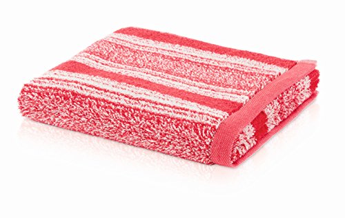 Move 80 x 150 cm Cotton Capri Stripes Terry Towel, Papyrus/China Red