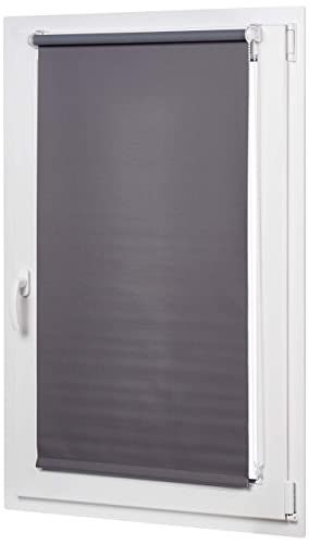 Amazon Basics Blackout Roller Blind, UV Protection, Thermal Insulated, Trimmable, No Drill Blinds for Windows, 56 x 150 cm, Dark Grey