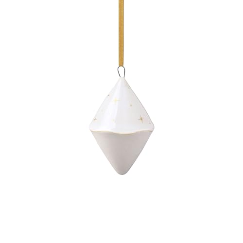 like. by Villeroy & Boch – Winter Glow ornament double cone, Premium Porcelain Christmas decoration, tree decoration, White / Beige