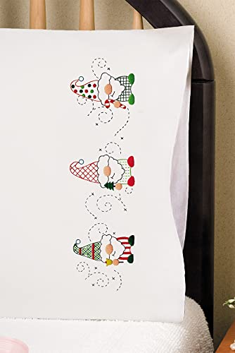 "Tobin Stamped For Embroidery Pillowcase Pair 20""X30""-Holiday Gnomes"