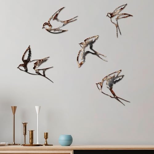 Hand-painted decorative metal wall accessory set (4 pieces), 100% metal, 1.5 mm thick, unique colours and textures, perfect for home decor and art display