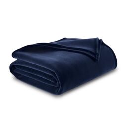 Vellux Blanket, Polyester Faux Fur Nylon, Navy, Full Queen