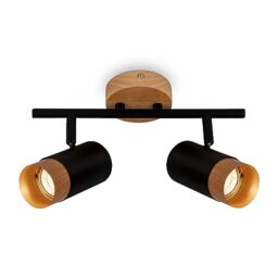 BRILONER - Adjustable Wooden Ceiling Light, Living Room, Bedroom and Kitchen, Black-Wood