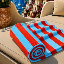 PETTI Artigiani Italiani - Microfibre Beach Towel, Beach or Pool Towel, Beach Towel, Large 90 x 180 cm, Blue Red Stripes