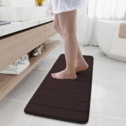Buganda Soft Memory Foam Bath Mats Non Slip Absorbent Bathroom Rug Rubber Backed Runner for Kitchen Bathroom Floors 17 x 47 inch, Coffee Brown