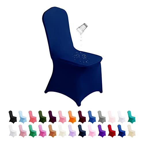 SuperO Waterproof Spandex Chair Cover, 25PCS Spandex Dining Chair Covers, Waterproof Chair Covers Protector Stretch Chair Cover for Party, Banquet, Wedding Event(Classic Blue)