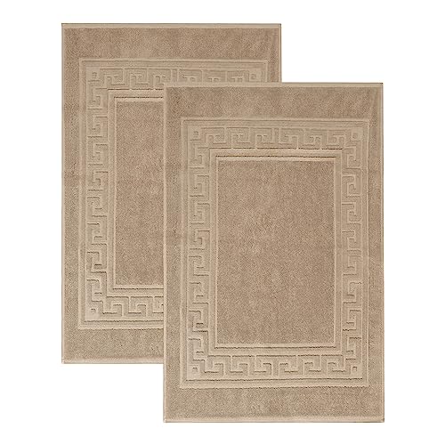 Superior 100% Premium Long-Staple Combed Cotton 2 Piece Bath Mat Set, Taupe