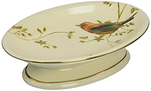 Avanti Linens Gilded Birds Soap Dish, Ivory - Decorative Soap Dish, Bar Soap Holder, Bathroom & Kitchen Use, Countertop Organizer, Easy To Clean