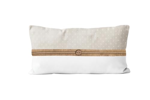 Soleil d'ocre Candice Cushion, Cotton, Ecru, 32 x 50 cm