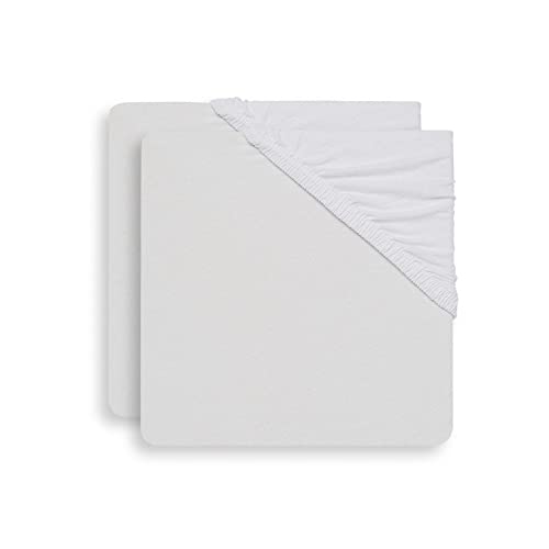 Set of 2 Jersey Fitted Sheets 75 x 95 cm for Playpen Mats White Jollein