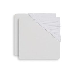 Set of 2 Jersey Fitted Sheets 75 x 95 cm for Playpen Mats White Jollein