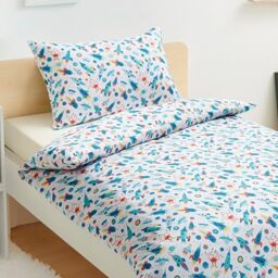 Amazon Basics Reversible Microfibre Cot Bed Duvet Cover Set, 100 x 135 cm & 1 Pillowcase 40 x 60 cm, Cosmic Adventure