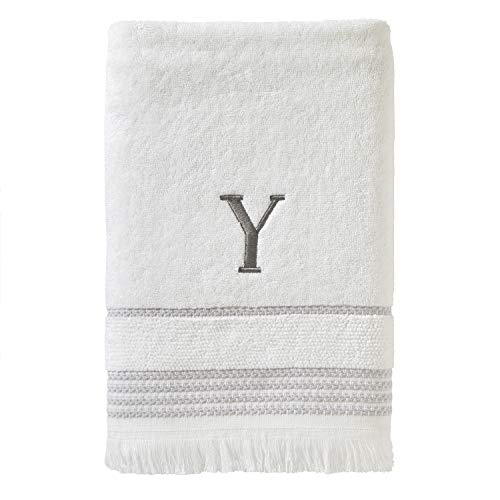 SKL Home Bath Towel, Y, Cotton, White, 28x54 - Available in letters A-Z. Personalized style, great for gifting. 100% Cotton. 600 GSM weight. Soft & absorbent terry.