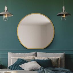 "The Circulus - Gold Framed Flat Bottom Circular Wall Mirror - Perfect for the Mantle! 33"" X 31"" (84CM X 80CM)"