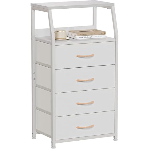 GarveeLife Bedside Table Cabinet with 4 Drawers Small Nightstand for Bedroom, Storage Chest of Drawers for Living Room, Hallway, Entryway, 41x29x84.5Cm