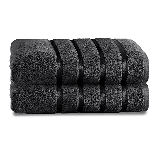 GC GAVENO CAVAILIA 500 GSM Luxury Bath Sheets, Extra Absorbent Premium Quality 2PK Large 100% Cotton Towels, Dark Grey, 2PK