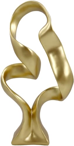 "LAIKEARTS 15"" Modern Abstract Ribbon Decorative Sculpture, Knot Sculptures,Home Decor,Coffee Table Statues,Dining Living Room Desk Decor,Golden"