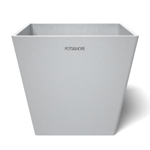 POTS&MORE Prismo 20 Pot (Diameter 20 cm, Square Shape, Colour Light Grey, Height 18 cm, Plastic Planter, for Indoor Plants) VP022002, lightgrey
