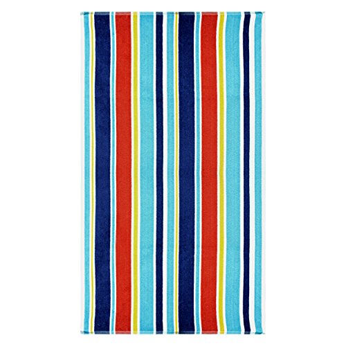 "Superior 100% Cotton Luxury Beach Towels - Oversized Beach Towel, 450 GSM Swim Towel, Multicolor Oceana Stripes (34"" x 64"")"