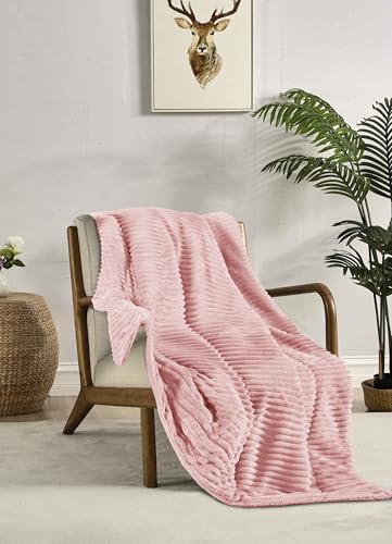 Miracle Home. Fleece Blanket Reversible Microfiber Veleta Flannel and Sherpa 240GSM-180GSM, 120GSM Filling, Soft, Warm and Lightweight, Machine Washable, 130 X 160, Pink